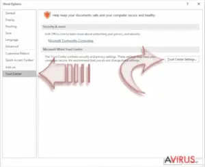 Disable Macros on Windows. Step 3