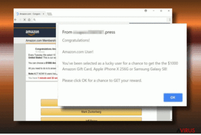 Kép az „Amazon.com Membership Rewards” felugró ablakáról