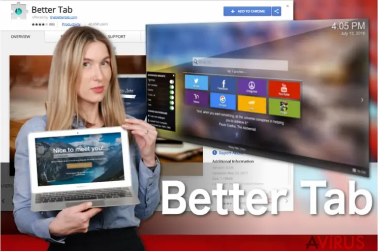 Image of the Better Tab extension virus