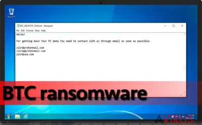 BTC ransomware egy fertőzött gépen