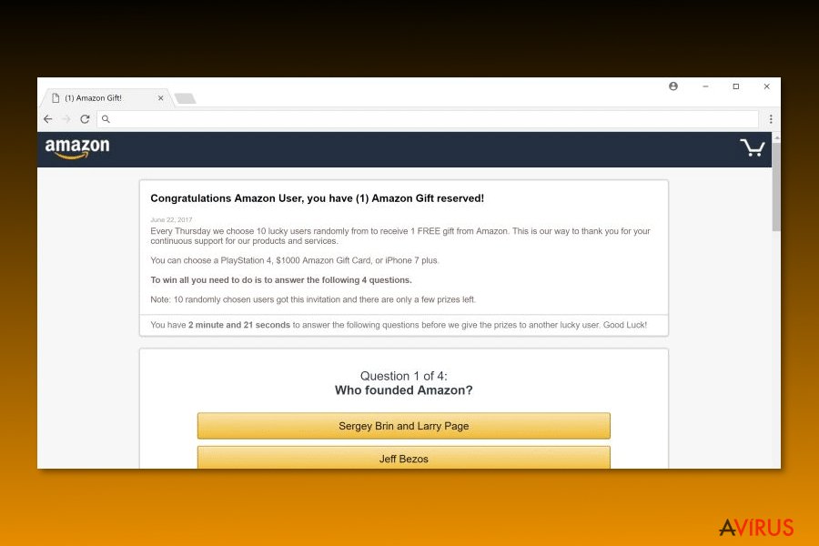 Kép a „Congratulations Amazon User” vírusról