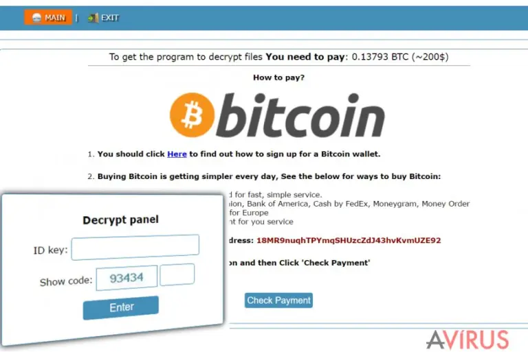 Onion website with instructions how to pay a ransom to Cry128 ransomware authors