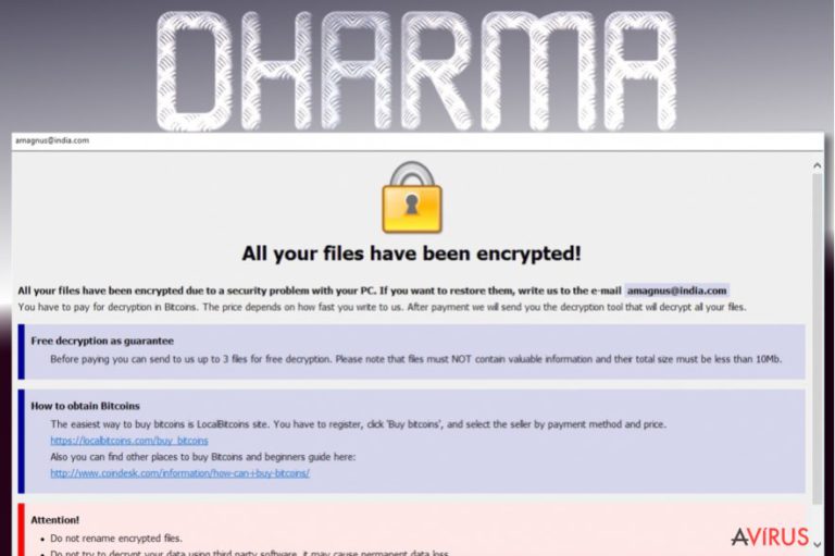 Dharma ransomware virus