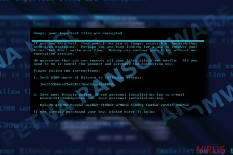 The screenshot of Petna ransom note