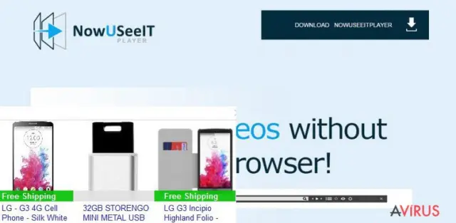 The picture showing nowuseeit player adware