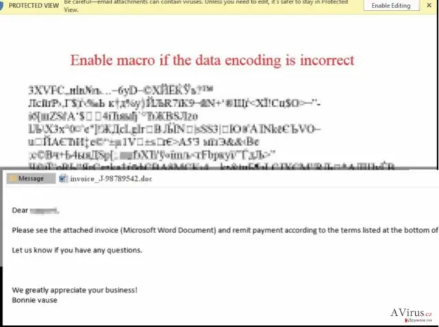 .locky file extension virus activates itself using Macros function
