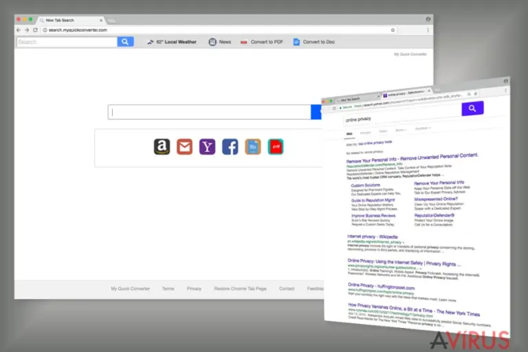 The example of Search.myquickconverter.com search engine