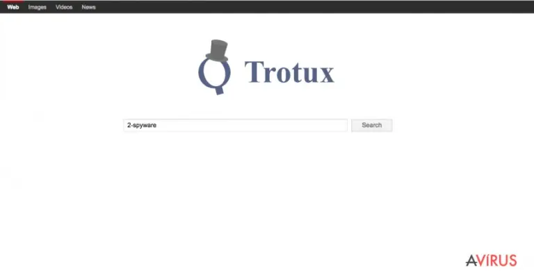 A screenshot of the Trotux.com search engine