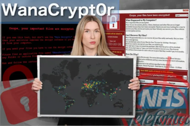 WanaCrypt0r ransomware virus illustration