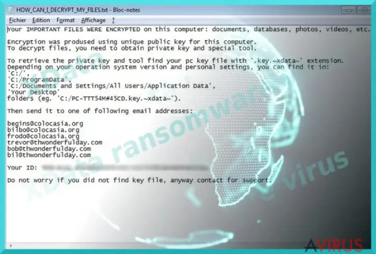 The image displaying XData virus