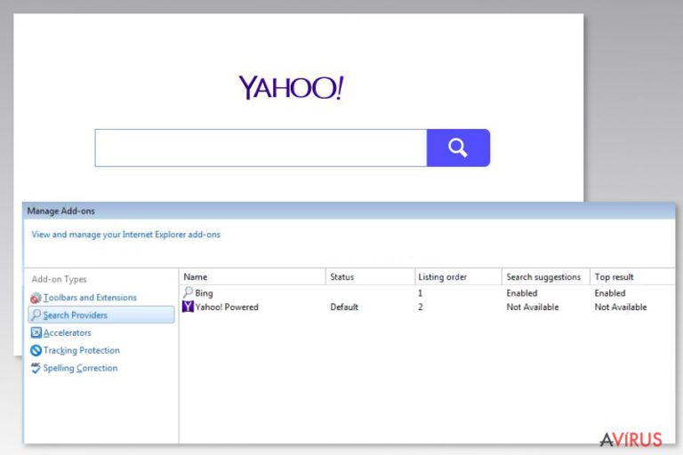 Kép a Yahoo Powered vírusról